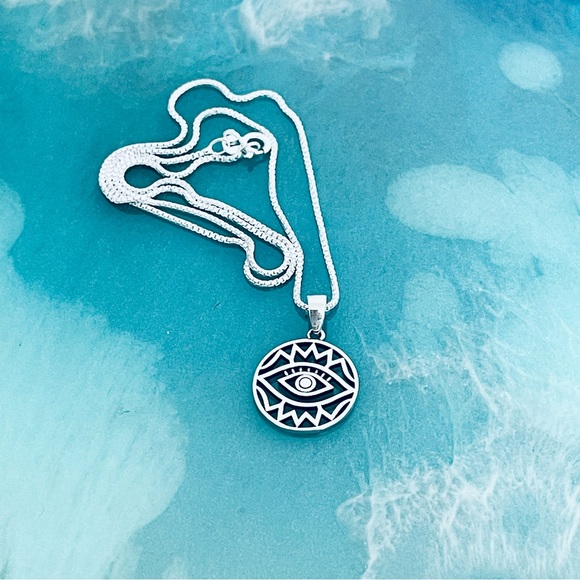 Sterling Silver All Seeing Eye Necklace, Protection Jewelry Chain, Eyelashes - Picture 12 of 12